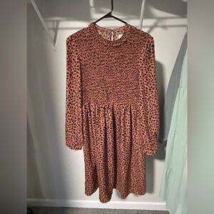 Orange Creek Leopard Print Long Sleeve Dress
